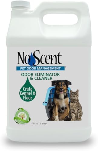No Scent Crate Kennel & Floor Cleaner for Dog Run, Cat Carrier, Hard Surface Pet Odor & Stain Management (128 Fl Oz / 3.8 Liter) Gallon
