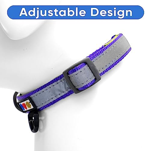 Pawtitas Personalized Dog Collar Reflective Dog Collar Padded Dog Collar with Name Phone Number Puppy Collar Adjustable Customized Collar for Large Dogs Breeds | Customized Purple Large Dog Collar