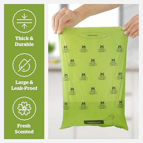 Pogi's Dog Poop Bag Dispenser with Metal Carabiner Clip - Includes 15 Pogi's Poop Bags for Dogs (Pack of 3)