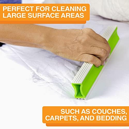 FurDozer Pet Hair Remover & Auto Detailing Tools - Cat & Dog Hair Remover for Carpets, Car Interiors, Couches, Bedding, & Pet Furniture (Green, X3 MEGA - 10" Long)