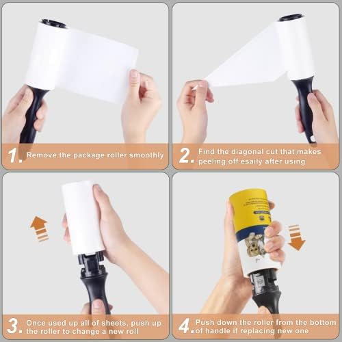 WulaWindy Lint Roller Pet Hair Remover - Extra Sticky Lint Remover Rollers for Clothes Sofa Carpet Pet Hair Dirt Removal - 8 Pack Refills