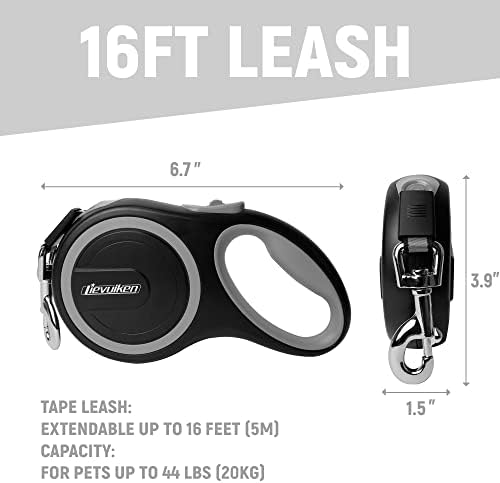 16 FT Retractable Dog Leash with No Tangle for Dog up to 44lbs, One-Handed Brake, with Non-Slip Handle, Strong Nylon Tape for Small and Medium Dogs