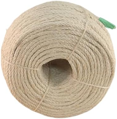 Premium Brazilian Sisal Rope, Natural Fiber 100% Sisal, Ultra Durable, Chemical-Free, Ideal for DIY, Cats, Scratching Post Replacement, Home Decor, Garden, Crafting (1/5” 600 ft / 5mm 180m)