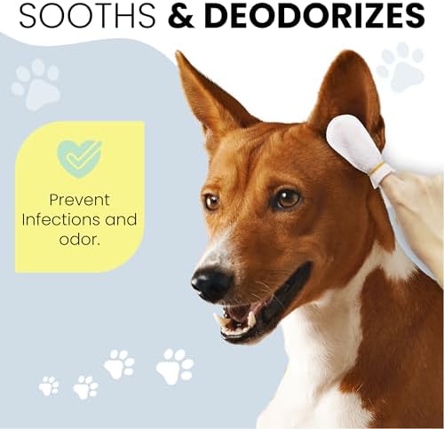 70 Ear Finger Wipes for Dogs - Finger Ear Wipes for Dogs - Dog Ear Cleaner Finger Wipes - Dog Ear Wipes Finger - Dog Ear Wipes Cleaning - Dog Ear Cleaning Pads - Clean Ear Finger Pads for Dogs