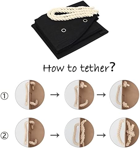 Geyecete Large Dog Toys Storage Bins - Foldable linen Trapezoid Organizer Boxes with weave Rope Handle, Collapsible Basket for Shelves (Black-DOG)