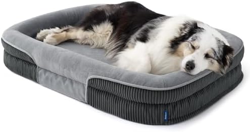 Bedsure XLPro 360°Oval Bolster Orthopedic Dog Beds Large Sized Dog,45" Grey