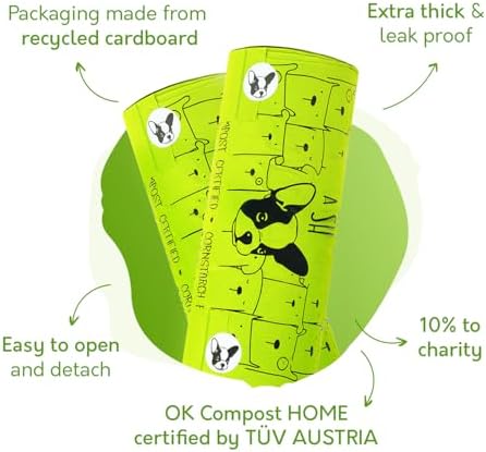 Certified Home Compostable Dog Poop Bags with Handles, Pantry Roll of 120