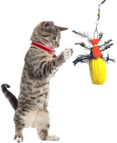 2 Inch Handmade Cat Toy Teaser Beetle (1, Yellow, Refill Only)