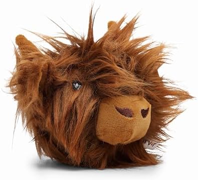 Flourish Pets 2 in 1 Multi-Layer Chew Toy for Active Dogs | Non-Toxic BPA Free Double Stitched Soft Fabric Exterior Dog Toys | Long-Lasting Dog Plush Toys - Hightland Cow 3.5"