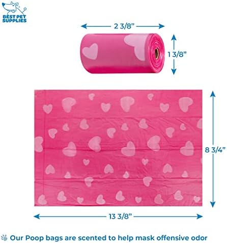 Best Pet Supplies Dog Poop Bag Holder Leash Attachment with Reusable Dispenser for Travel, Walking, Park, and Outdoor Use, Durable with Clip-On - Pink, Pack of 2, Plastic Dispenser w/30 Bags