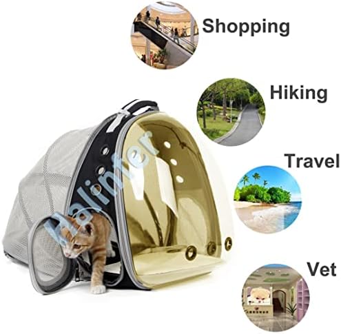 Expandable Backpack to Carry Cat, Fit up to 12 lbs, Space Capsule Astronaut Polarized Tinted Brown Bubble Window Pet Backpack Carrier for Kitten Bunny and Small Puppy Vet Visit