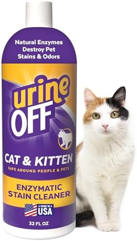 Urine Off Kitten & Cat Pet Stain Remover | Freshly Scented Carpet Cleaner | Bio Enzymatic Stain & Urine Odor Eliminator | Pet Safe Cleaner | 32 oz.