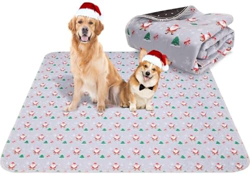 Aitmexcn Christmas Washable Pee Pad for Dogs, 2PCS 48x48in Xmas Super Absorbent Reusable Puppy Pads Pet Training Pads, Waterproof mats for Playpen, Crate, Whelping Box, Potty Training