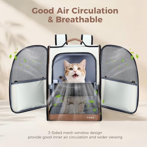 Lekereise Cat Backpack Carriers, Dog Carrier Backpacks with Breathable Mesh for Small Medium Cats Dogs Puppy Up to 18 Lbs, Pet Foldable Carrying Backpack Ventilated for Travel Hiking Collapsible