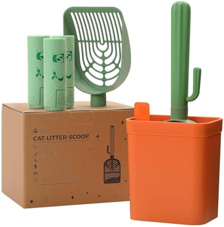 MUTTROS Cactus Cat Litter Scoop with Holder, Green