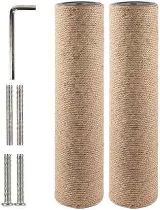 BNOSDM 2 Pcs M8 Cat Scratching Post Replacement Poles 11.8 x 2.75 in Cat Tree Tower Scratch Ropes Refill Sisal Pole Part for Refurbishment Hemp Grey