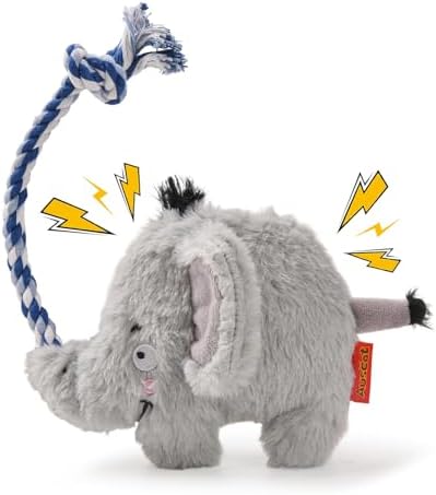 AUSCAT Plush Dog Rope Toy, Durable Squeaky Dog Toys for Puppy Small Medium Dogs (Not for Aggressive Chewers), Elephant