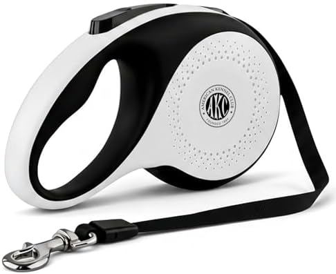 American Kennel Club Retractable Dog Leash, 16.4ft, Tangle-Free, Ergonomic Grip, One-Hand Brake, for Medium & Large Dogs up to 66