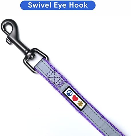 Pawtitas Personalized Purple Dog Leash 6 ft Custom ID Lead for Dogs & Puppies Reflective Comfortable Padded Handle Embroidered Name & Phone Number