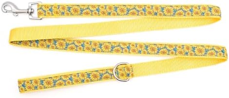 THE WORTHY DOG Fun Patterns Stylish Dog Leash, 5ft Length, Sunflowers