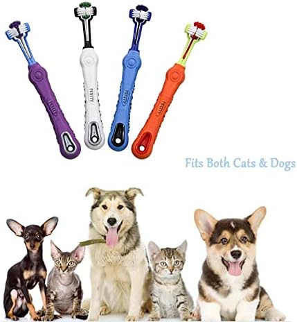 Orgrimmar 4 Pcs 3-Sided Pet Toothbrush Dog Cat Mouth Dental Teeth Care