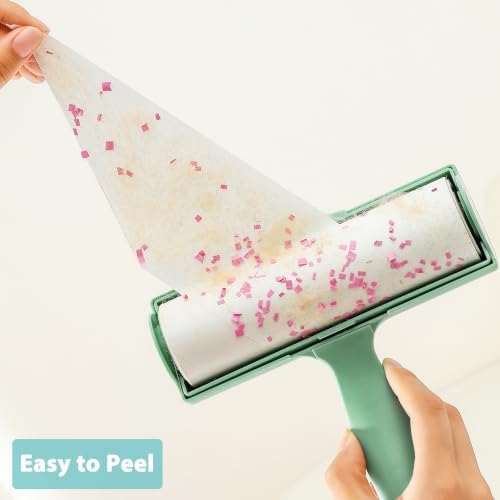 6.3 inch Large Lint Roller Refills for Pet Hair Extra Sticky Roller Refills 6.3 in Long Handle Lint Roller Replacement for Floor Carpet Couch Clothes, Pack of 4 Rolls