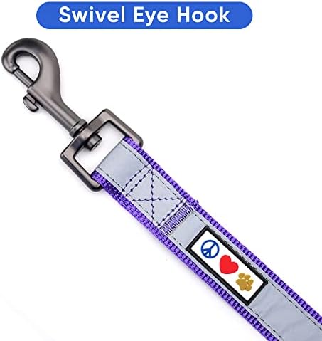 Pawtitas 6 FT Padded Dog Leash with Comfortable Neoprene Padding Handle - Purple Lead | Medium Reflective Dog Leash with Highly Reflective Band Perfect for Medium and Large Dogs and Puppies.