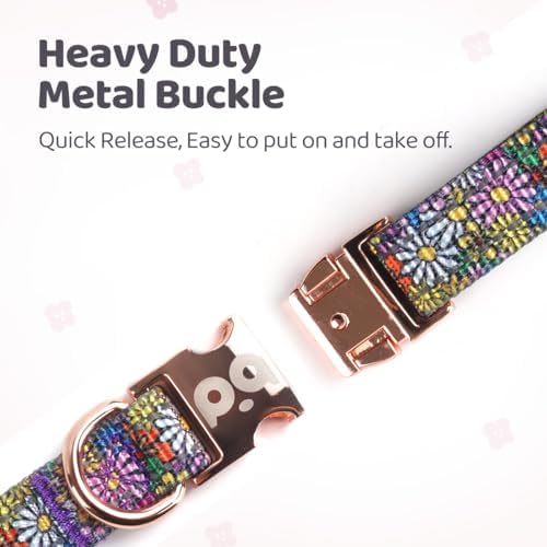 QQPETS Reflective Dog Collar with Metal Buckle Adjustable Nylon Collars Gift for Small Medium Large Boys Girls Dogs