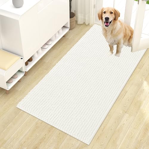 OLANLY Dog Door Mat for Muddy Paws 44x24, Extra Absorbent Chenille Mud Mat