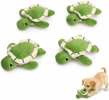 Hollypet Squeaky Hide and Seek Dog Toys for Small and Medium, 4 Turtles