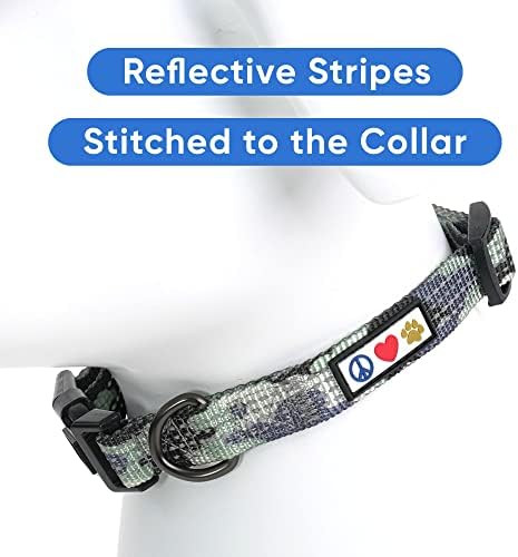 Pawtitas Reflective Dog Collar for Small Dogs – Adjustable Nylon Puppy Collar with Quick-Release Buckle | Fits Neck 11–16 in | Night Safety Training Collar | S | Camouflage Grey