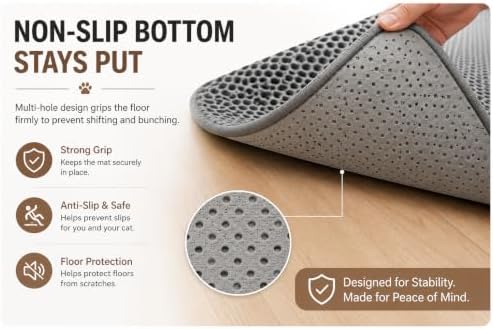 Paw Ballet Cat Litter Mat, Double-Layer Honeycomb Litter Trapping Mat, Waterproof & Non-Slip EVA Cat Litter Box Mat, Extra Large 35.5 × 23.5 Inches