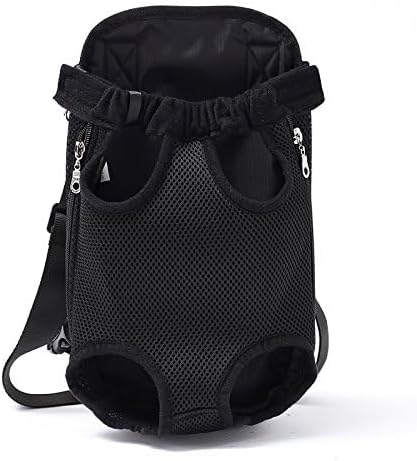 Dog Kangaroo Pouch Front Pet Backpack Carrier, Wide Straps Shoulder Pads, Adjustable Legs Out Pet Backpack Carrier Walking, Travel, Hiking, Camping (L, Black)