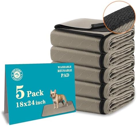Bunlitent Washable Pee Pads for Dogs 18" x 24", 5 Pack, Brown
