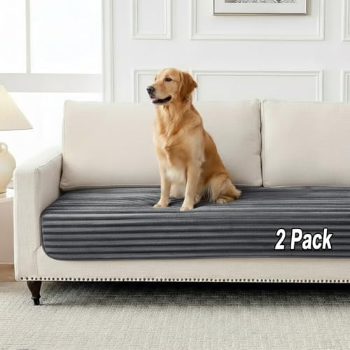 FunFurry Flannel Washable Pee Pad for Dogs - 2 Pack Reusable Dog Pee Pads Extra Large, Fast Absorb Pet Playpen Mat with Non-Slip Back, Waterproof Puppy Training Pad. (Dark Grey, 36" X 72")