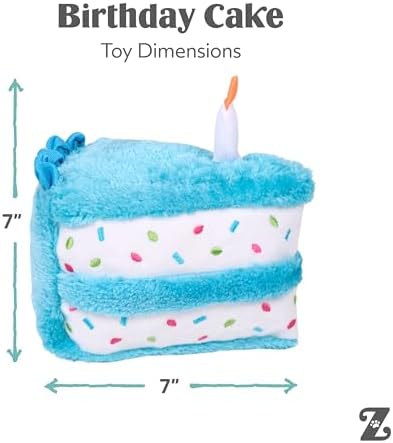 ZippyPaws Birthday Cake Dog Squeaky Toys to Keep Them Busy - Blue