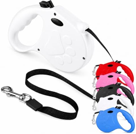 Retractable Dog Leash, 16ft Dog Walking Leash for Small Dogs up to 77lbs, Non-Slip Handle - White