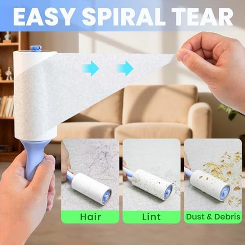ADHES Lint Roller for Pet Hair – 5 Rolls + 2 Handles, 4 Inch x 90 Sheets