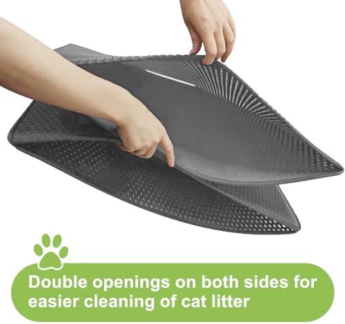caldara Cat Litter Mat 47/x 27.5/,Extra Large litter trapping mat Double Layer Waterproof Easy Clean,cat accessories(Gray) MSD001