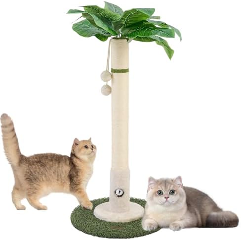 Woochpet Cat Scratching Post for Indoor Cats,36" Tall Cat Scratcher （White）