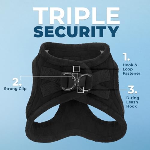 Voyager Step-in Plush Dog Vest Harness -Black Plush, X-Small