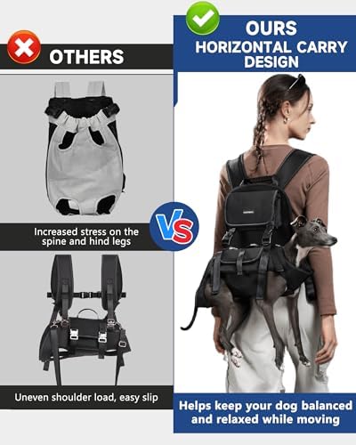 Dog Backpack Carrier(5-10lbs), Pet Lift Carrier for Small Medium Dogs, Breathable Mesh Comfortable Adjustable Straps, Lightweight Travel Backpack for Pet Disabled, Injuries, Hiking, Walking