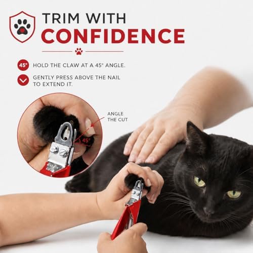 Resco Cat Nail Clippers, Guillotine Cat Claw Trimmer with Comfort Grips, Deluxe Red
