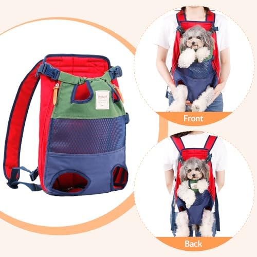 Dog Backpack Carrier Small Dog Backpack, Pet Dog Front Backpack Legs Out Dog Chest Carrier for Small Dogs, Cat Backpack Carrier Dogs Travel Back Pack Hands-Free Hiking Bike Motorcycle (Size:11–19 lbs)