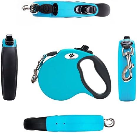 13 ft Retractable Dog Leash for Large Dogs up to 26 lbs,Tangle-Free Nylon Tape,Blue Dan S