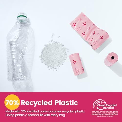 Dog Poop Bags, Guaranteed Leak Proof and Extra Thick Poop Bag Rolls for Dogs, Lavender Scented Pet Waste Bags Made from 70% Certified Recycled Plastic, 270 Count, Pink