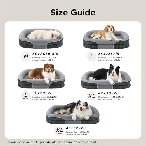 Bedsure XLPro 360°Oval Bolster Orthopedic Dog Beds Large Sized Dog,45" Grey