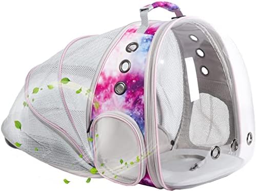 Galaxy Pink Cat Backpack Carrier for Kitten, Fit up to 12 lbs, Space Capsule Astronaut Expandable Pet Bag to Carry Small Animals, Bunny and Puppy, Cat Transport Vet Vist Bag