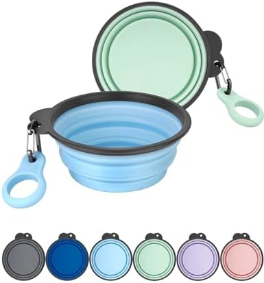 Aonkey 2 Pack 15oz/1.8 Cup Collapsible Dog Bowls with Bottle Carrier