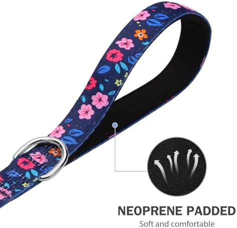 Hikiko 5FT Dog Leash Padded Double Handle with Designed Pattern